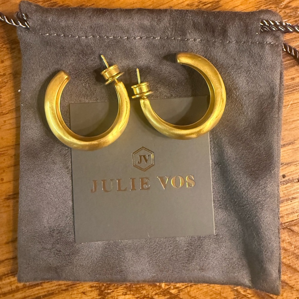 Julie Vos Gold Crescent Earrings